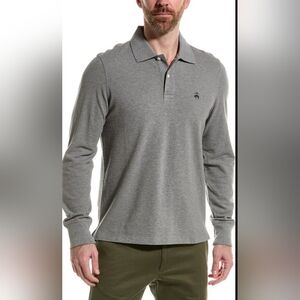 •368• BROOKS BROTHERS Men's Gray Long Sleeve Polo Shirt